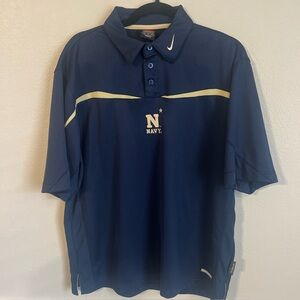 Navy Midshipmen Polo Shirt Mens M Blue Polyester Nike Team Swoosh Navy Univer
